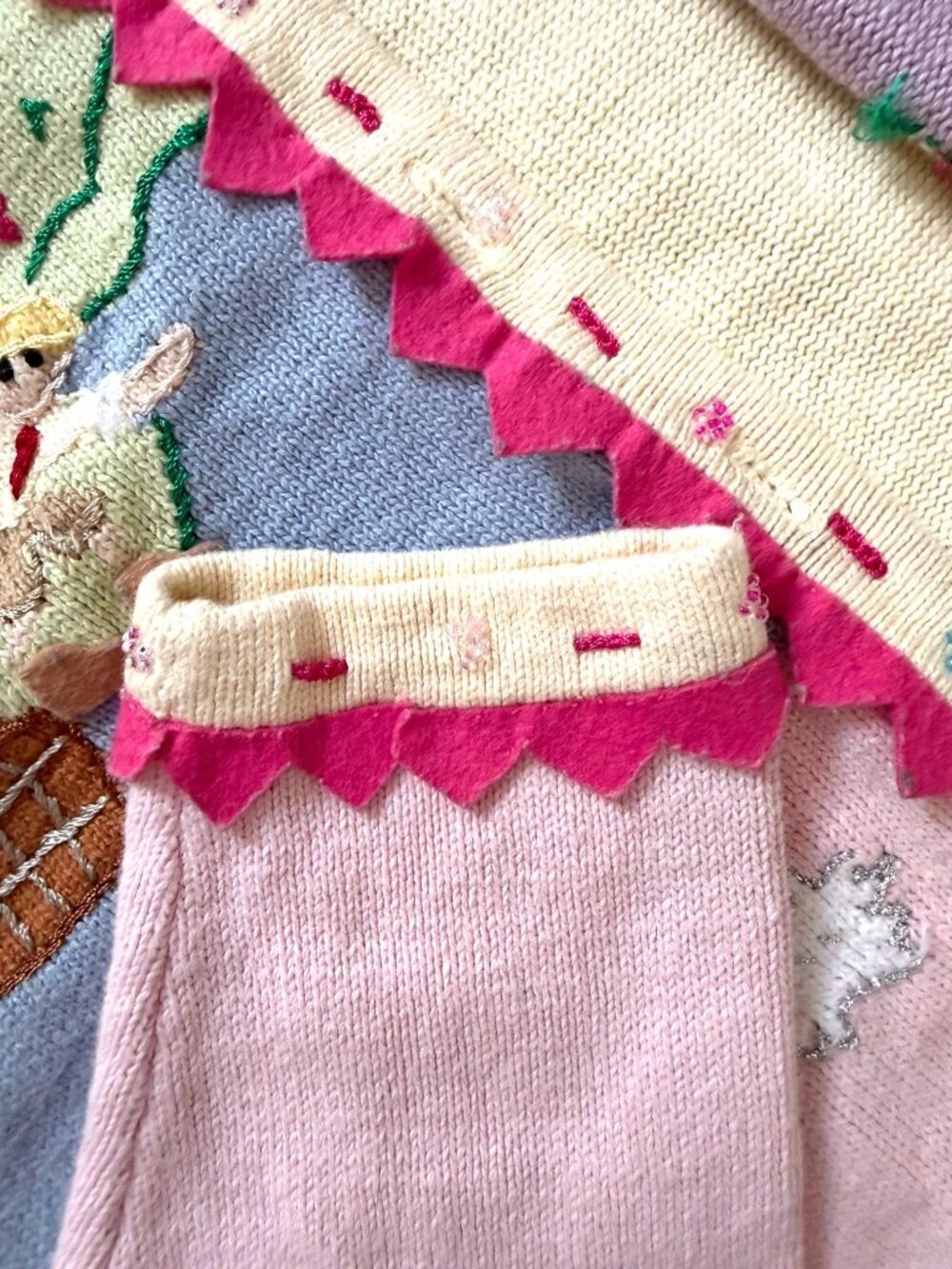 Vintage Storybook Knits 1X Nursery Rhyme Cardigan Sweater Cottagecore Whimsical - Picture 9 of 11
